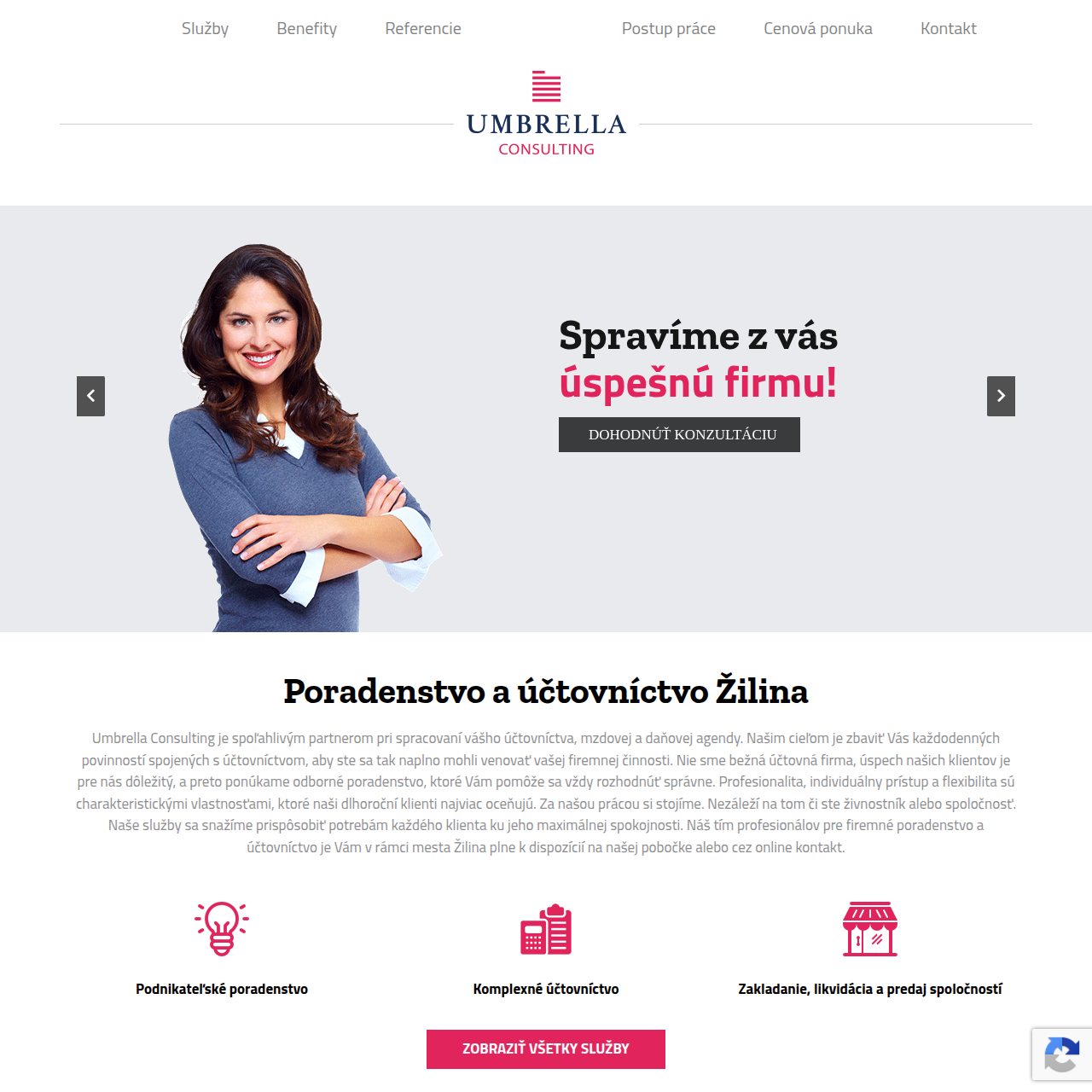 Webová stránka Umbrella Consulting