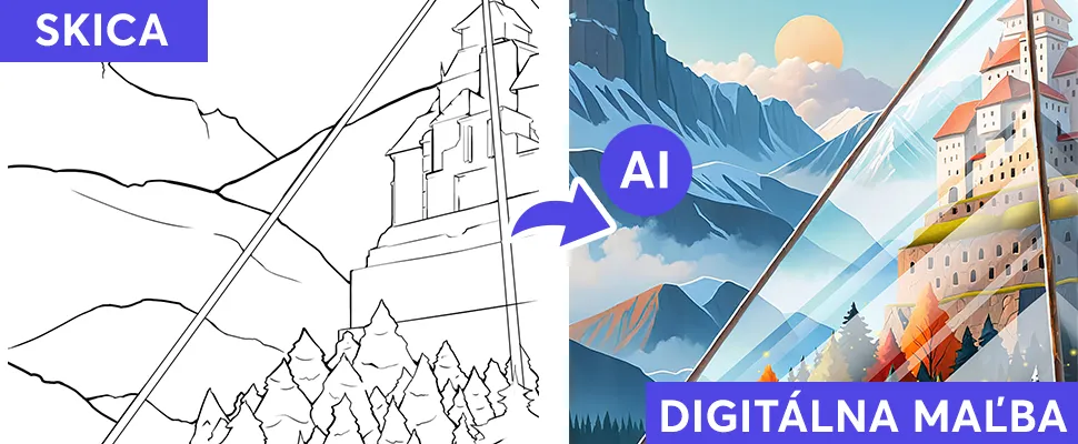 AI generátor zmeň kresbu na digitálnu maľbu